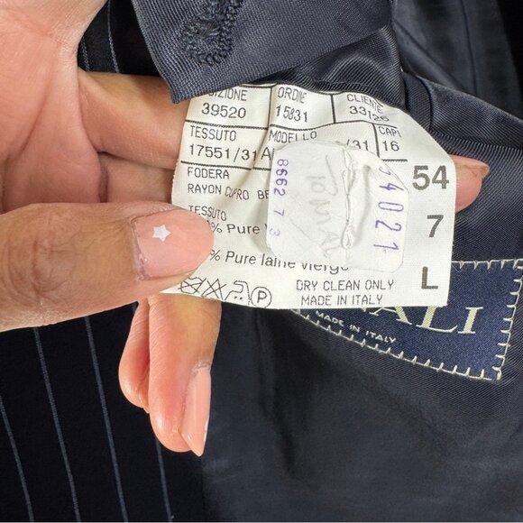 Canali Navy Pinstripe Wool Blazer Set Size 54L Made in Italy Classic Tailored - Picture 7 of 16